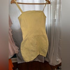 YELLOW THIN SHOULDER STRAP DRESS